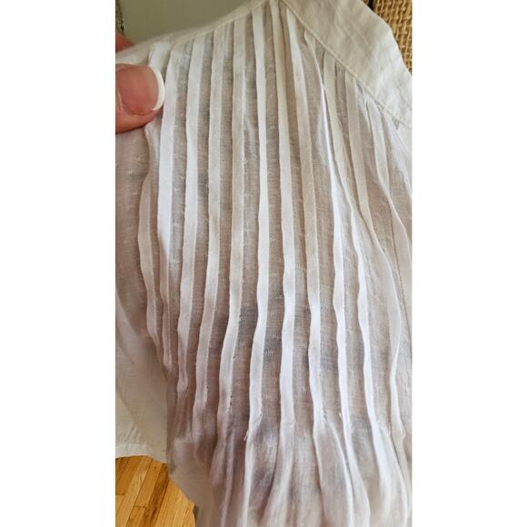 Vince Gauze Sheer White Front Pleated Feminine Sexy Blouse, 3/4 Sleeve Sz S - Picture 5 of 12